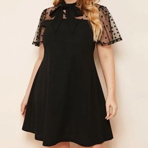 Shein black dress with see-through polka dot top
